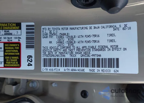 2018 Toyota Tacoma Sr5 z USA, uszkodzony, nr VIN 3TMBZ5DN8JM013546